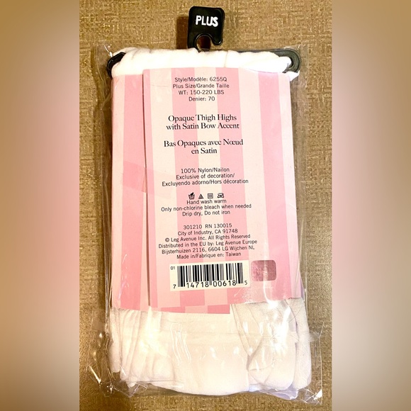 Leg Avenue Women's Plus-Size Opaque Thigh High Hosiery with Satin - Picture 2 of 5